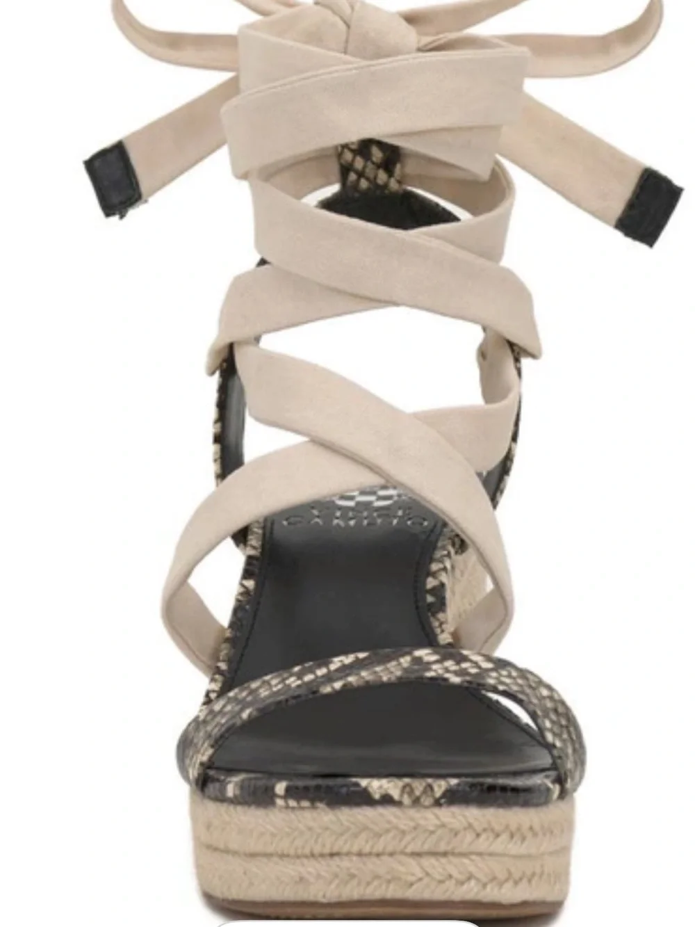 VinceCamino Roreka Wraparound Tie Espadrille Sandal In Warm Vanilla:Size 7.5